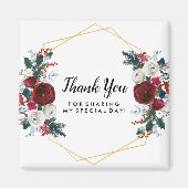 ジオメトリ金ゴールドフレームバーガンディ冬の花 マグネット (正面)