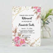 ジオメトリ金ゴールドフレームピンクフローラ    ルリタイア 招待状 (スタンド正面)