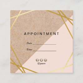 ジオメトリ金ゴールドKraftPrinted Lt Pinkアポイントメント スクエア名刺