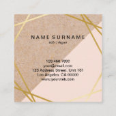 ジオメトリ金ゴールドKraftPrinted Lt Pinkアポイントメント スクエア名刺 (裏面)