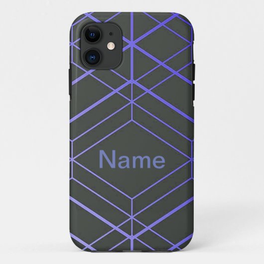 ジオメトリ3Dボックスパーソナライズされた名(黒と青) Case-Mate iPhoneケース (裏面)