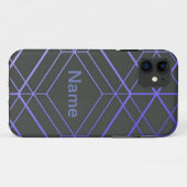 ジオメトリ3Dボックスパーソナライズされた名(黒と青) Case-Mate iPhoneケース (裏面(横))
