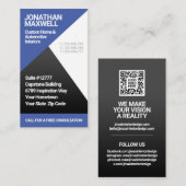 ジオメト企業のリモダンネイビーブルーとグレー 名刺 (正面/裏面)