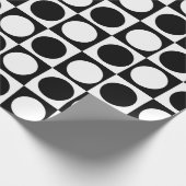 ジオメト市松模様にリ白黒の円の水玉模様 ラッピングペーパー (角)