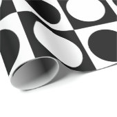 ジオメト市松模様にリ白黒の円の水玉模様 ラッピングペーパー (ロールコーナー)