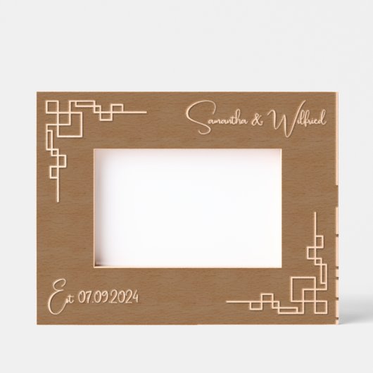 ジオメト結婚リのカスタム木目写真フレーム レーザー彫刻フレーム (正面)