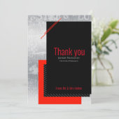 ジオメト結婚リの赤、黒、灰色、白のストライプ サンキューカード (スタンド正面)