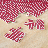 ジオメト赤と白リ正方形パターン ジグソーパズル (側面)