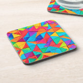 ジオメト鮮やかリカラーブロックアート コースター (左側)
