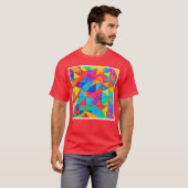 ジオメト鮮やかリカラーブロックアート Tシャツ (正面フル)