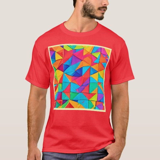 ジオメト鮮やかリカラーブロックアート Tシャツ (正面)