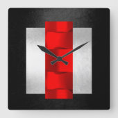 ジオメモダントリレッドグレーシルバーブラックオリエンタルVIP スクエア壁時計 (正面)