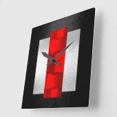 ジオメモダントリレッドグレーシルバーブラックオリエンタルVIP スクエア壁時計 (傾斜)