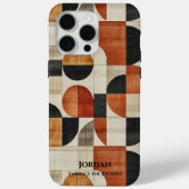 ジオメモダン自然トリ – ブラックとテラコッタのアート Case-Mate iPhoneケース (裏面)