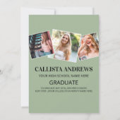 ジオモダンセージグリーンダスティピンク写真卒業 案内状 (裏面)