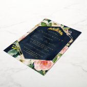 ジオモダン赤面ネイビーフローラキンセアニェラ 箔招待状 (回転した状態)