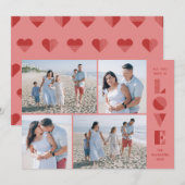 ジオラブ 4枚写真 バレンタインデーカード - ピンク 招待状 (正面/裏面)