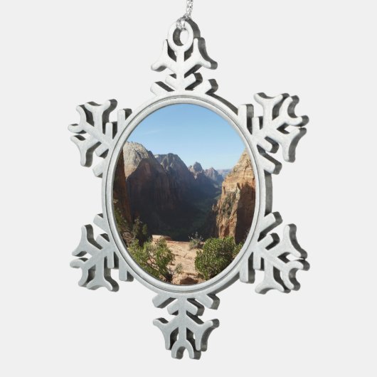 ジオンからエンジェルズランディングトレイルジオン国立公園 スノーフレークピューターオーナメント (右)