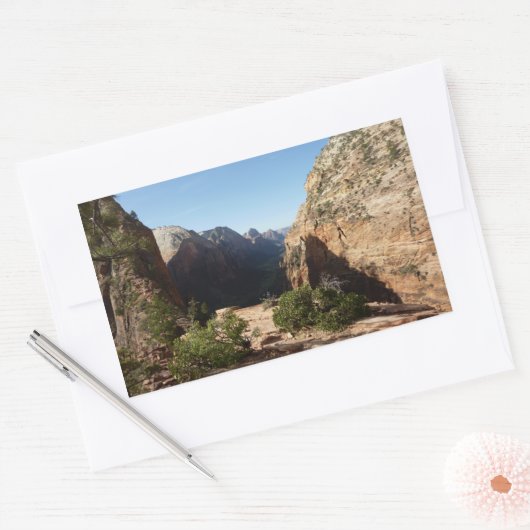 ジオンからエンジェルズランディングトレイルジオン国立公園 長方形シール (封筒)