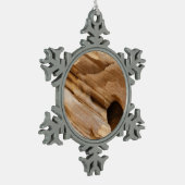 ジオンキャニオンウォールI抽象芸術自然撮影 スノーフレークピューターオーナメント (左)