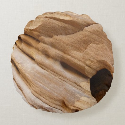 ジオンキャニオンウォールI抽象芸術自然撮影 ラウンドクッション (正面)