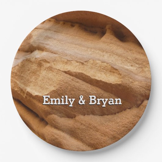 ジオンキャニオンウォールIIレッドロック抽象芸術写真 ペーパープレート (正面)