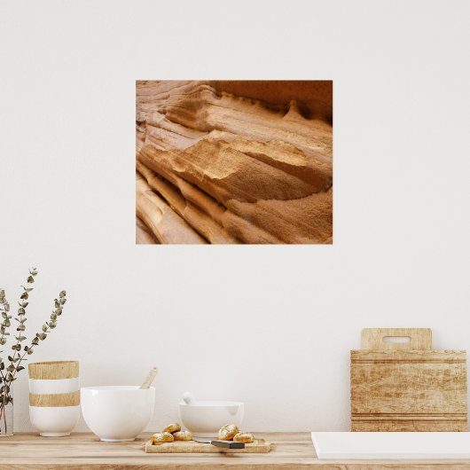 ジオンキャニオンウォールIIレッドロック抽象芸術写真 ポスター (キッチン)