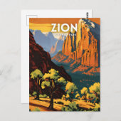 ジオンナショナルパークイラストレーションレトロデコレーション ポストカード (正面/裏面)
