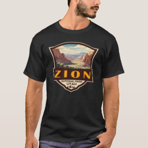 ジオンナショナルパークイラストレーションレトロバッジ Tシャツ