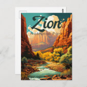 ジオンナショナルパークイラストレーションレトロ ポストカード (正面/裏面)