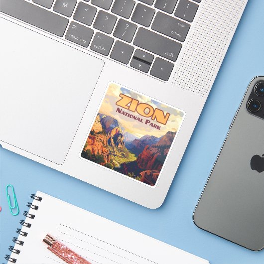 ジオンナショナルパークユタモアブキャニオンレトロ シール (ノートパソコンとiPhone)