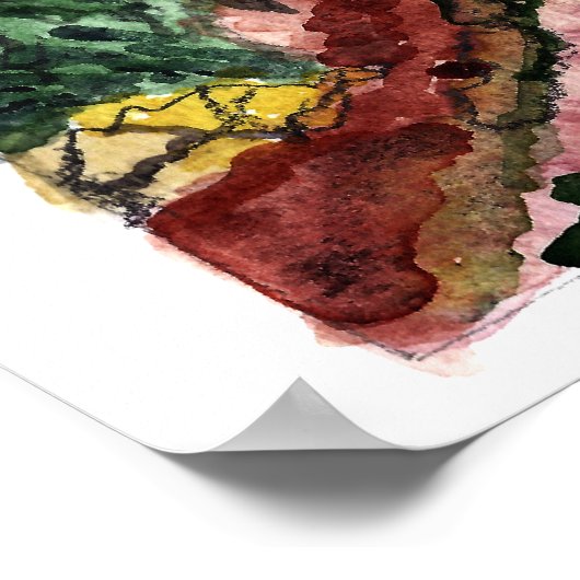 ジオンナショナルパークヴァージンリバーウォーターカラーアート ポスター (角)