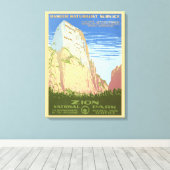 ジオン国立公園のヴィンテージ旅行ポスター キャンバスプリント (インサイチュ (ウッドフロア))