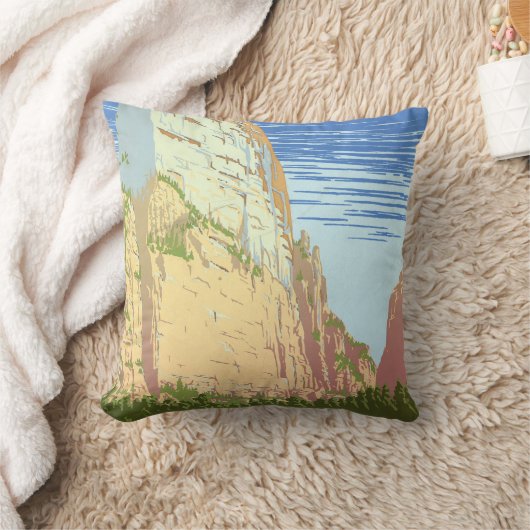 ジオン国立公園のヴィンテージ旅行ポスター クッション (ブランケット)