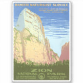 ジオン国立公園のヴィンテージ旅行ポスター シール (正面)