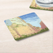 ジオン国立公園のヴィンテージ旅行ポスター スクエアペーパーコースター (アングル)