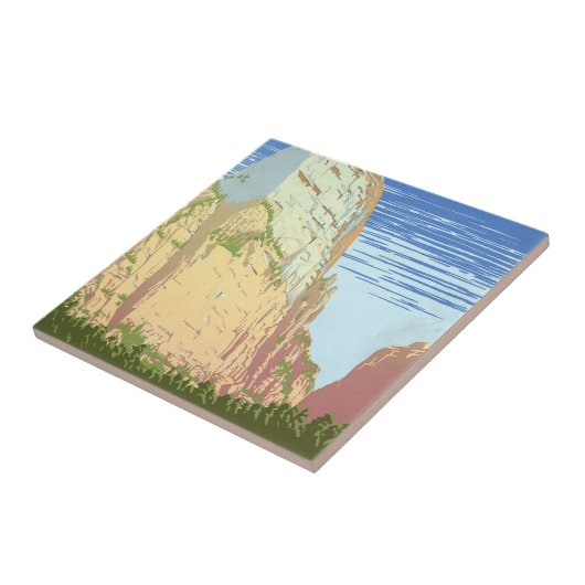 ジオン国立公園のヴィンテージ旅行ポスター タイル (側面)