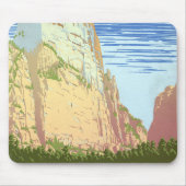 ジオン国立公園のヴィンテージ旅行ポスター マウスパッド (正面)