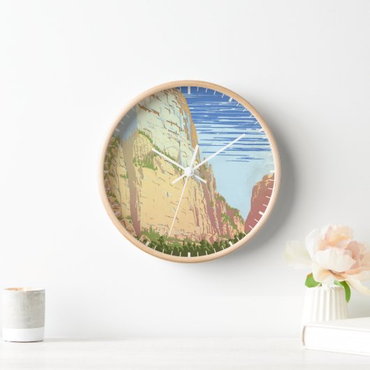 ジオン国立公園のヴィンテージ旅行ポスター 壁時計 (ホーム)