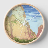 ジオン国立公園のヴィンテージ旅行ポスター 壁時計 (正面)