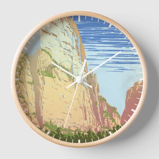 ジオン国立公園のヴィンテージ旅行ポスター 壁時計 (正面)