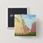 ジオン国立公園のヴィンテージ旅行ポスター 缶バッジ (正面&裏面)