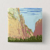 ジオン国立公園のヴィンテージ旅行ポスター 缶バッジ (正面)