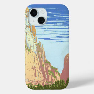 ジオン国立公園のヴィンテージ旅行ポスター iPhone 15ケース