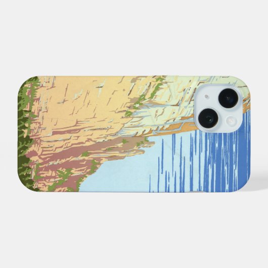 ジオン国立公園のヴィンテージ旅行ポスター iPhone 15ケース (裏面横)
