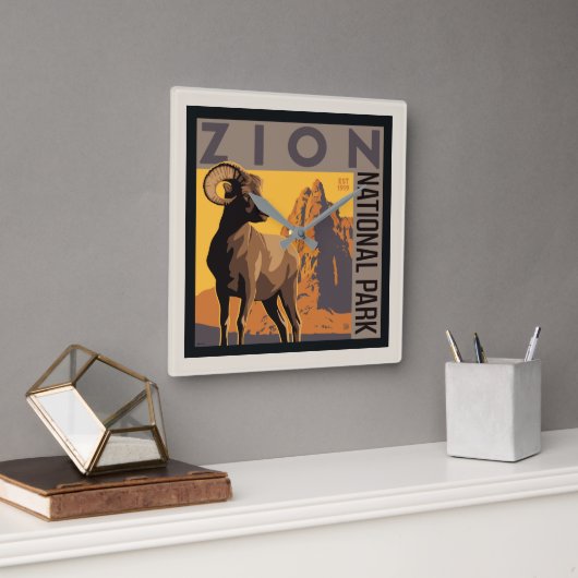 ジオン国立公園 |ラム スクエア壁時計 (オフィス)