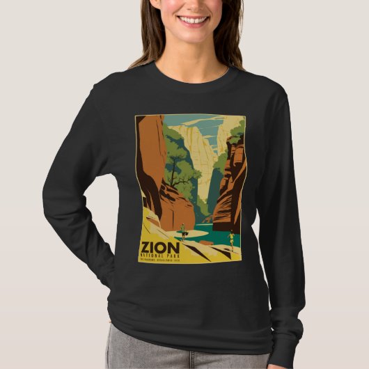 ジオン・ナローズ国立公園の観光客向けビンテージ ポスター Tシャツ (正面)