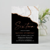 ジオースタイリッシュド大理石16誕生日実在 箔招待状 (立ち正面)