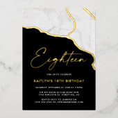 ジオースタイリッシュド大理石18誕生日実在 箔招待状 (正面)