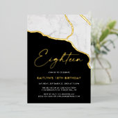 ジオースタイリッシュド大理石18誕生日実在 箔招待状 (立ち正面)